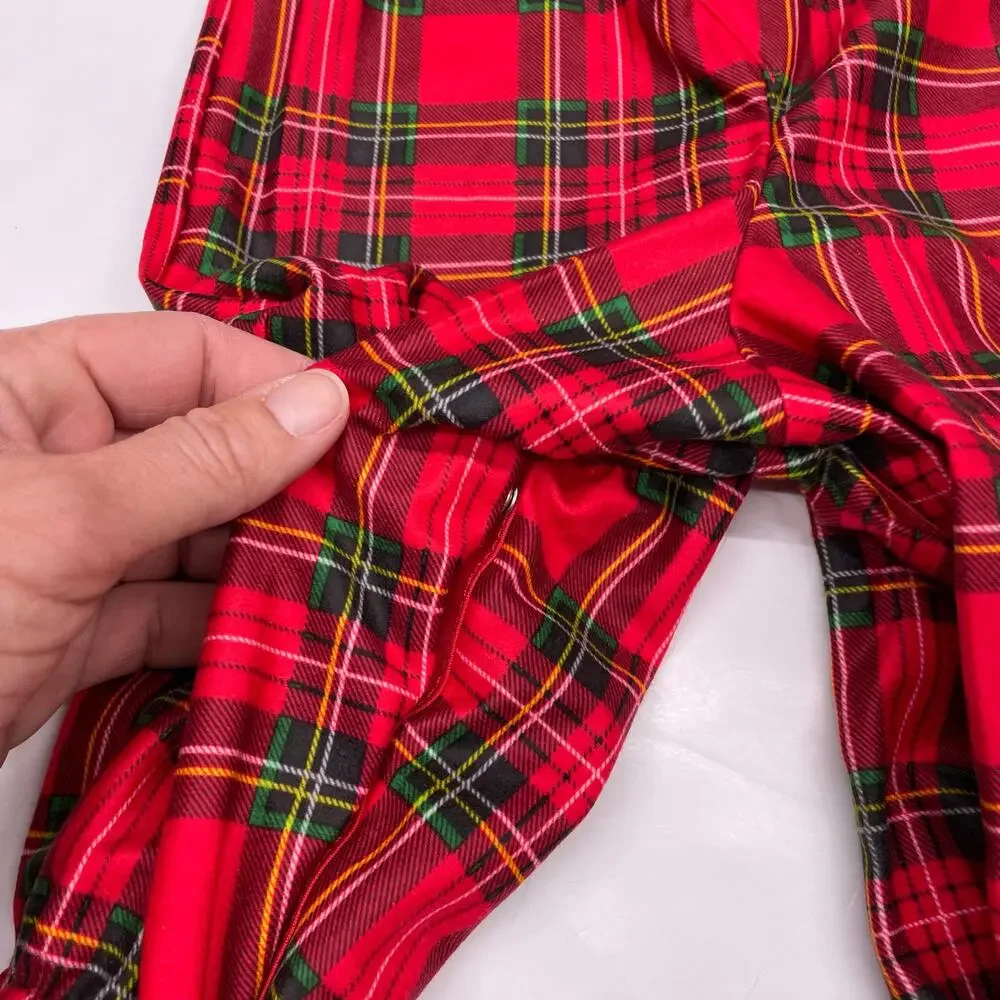 NWT Tom & Jerry 6M Red Plaid Footie PJs